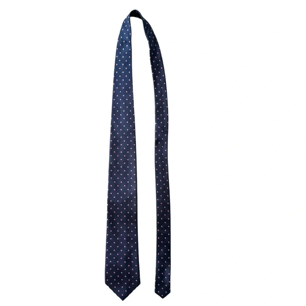 JOS. A. BANK Executive Collection‎ 100% Silk Navy Blue and Pink Polka Dot Tie